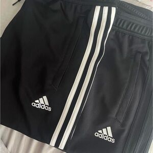 Women Adidas Black & Charcoal Joggers with White Accents